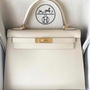 Hermès Kelly Sellier 28 Craie  10 Epsom C