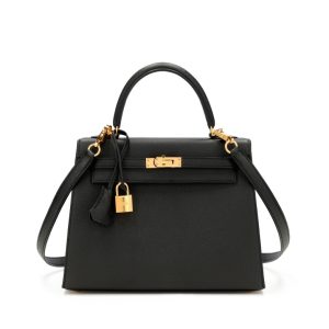 Hermès Kelly Sellier 25 Black 89 Epsom D