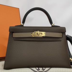 Hermès Kelly Sellier 20 Black 89, Ecorce  4C, Etoupe  18 Epsom 2024 B/W