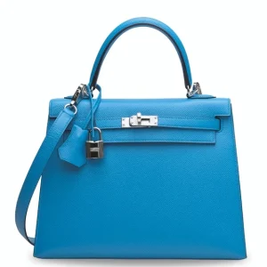 Hermès Kelly Sellier 25 Blue Frida 0F Madame U
