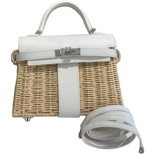 Hermès Kelly Picnic 20 New White 0U Swift, Wicker W