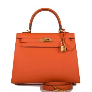 Hermès Kelly Sellier 28 Orange Feu 9J Epsom 2024 W