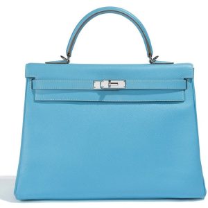 Hermès Kelly Sellier 35 Blue Celeste 7N Epsom