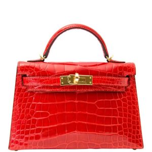 Hermès Kelly Sellier 20 Geranium D5 Alligator Shiny 2017 A