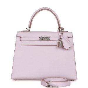 Hermès Kelly Sellier 25 Mauve Pale 09 Epsom 2024 W
