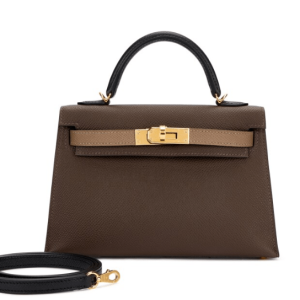 Hermès Kelly Tricolor & Sellier 20 Black 89, Ecorce  4C, Etoupe  18 Epsom 2024 W