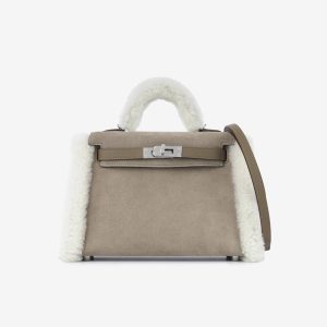 Hermès Kelly Teddy 20 Gris Calliou Grizzly, Swift 2024 B