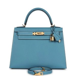 Hermès Kelly Sellier 28 Blue Jean  75 Epsom 2023 B