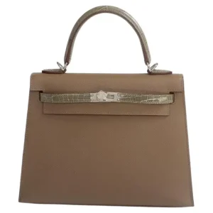 Hermès Kelly Touch & Sellier 25 Etoupe  18, Gris Tourterelle 81 Alligator Matt, Epsom 2023 B