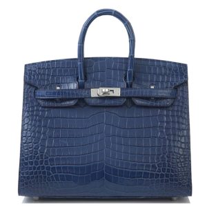 Hermès Birkin Sellier 25 Indigo Aizome Porosus Crocodile Matt 2024 B