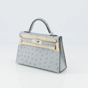 Hermès Kelly  20 Blue Glacier 8U Ostrich 2024 W