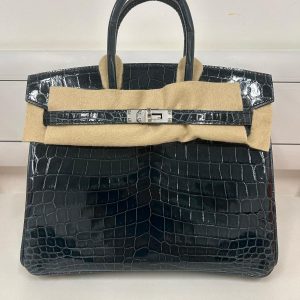 Hermès Birkin  25 Vert Rousseau V0 Niloticus Crocodile Shiny 2024 W