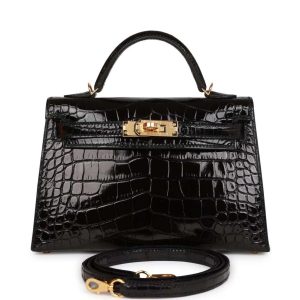 Hermès Kelly  20 Black 89 Alligator Shiny 2024