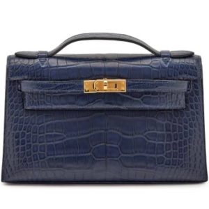 Hermès Kelly Pochette Blue Indigo 76 Alligator Matt 2023 B