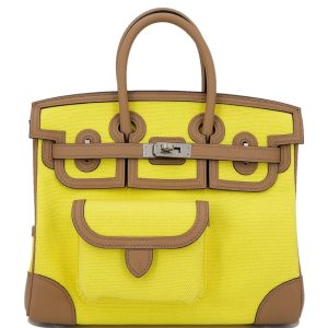 Hermès Birkin Cargo 25 Chai 0M, Jaune Citron 9N Toile, Swift 2022 U