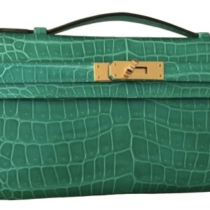 Hermès Kelly Cut Vert Jade O6 Porosus Crocodile Shiny 2022 U