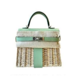 Hermès Kelly Picnic 20 Vert Criquet 3I Swift, Wicker 2024 B