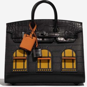 Hermès Birkin Faubourg 20 Black 89, Jaune Ambre 9D, Orange H 93 Madame, Sombrero, Swift, Alligator Matt 2023 B