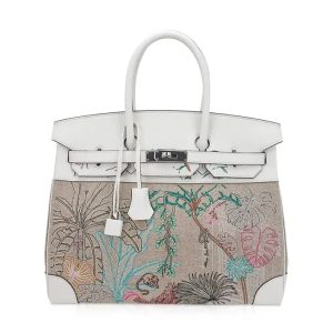 Hermès Birkin Tropical 35 White 01 Swift, Toile, Barenia Faubourg 2022 Z