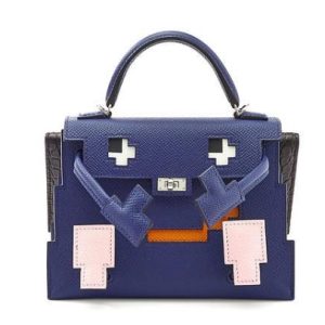 Hermès Kelly Sellier & Doll Pixel Blue Saphir T7, Gold 37, Mauve Pale 09 Epsom 2023 B