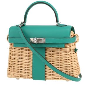Hermès Kelly Picnic 20 Vert Veronese 6H Swift, Wicker 2021 Z