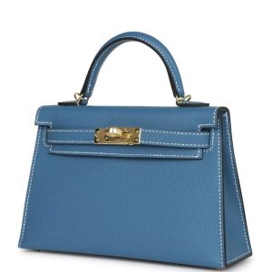 Hermès Kelly Sellier 20 Blue Jean  75 Epsom 2023 B
