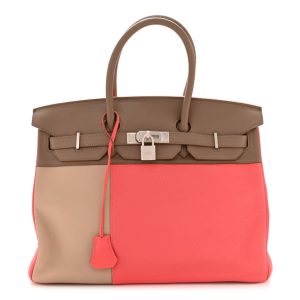 Hermès Birkin Casaque 35 Argile 1F, Etoupe  18, Rose Jaipur T5 Swift, Tadelakt, Togo 2012 P