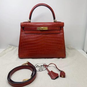 Hermès Kelly  28 Rouge H 55 Niloticus Crocodile Matt 2013 Q