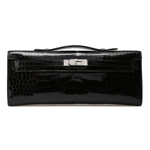 Hermès Kelly Cut Black 89 Niloticus Crocodile Shiny 2024 W