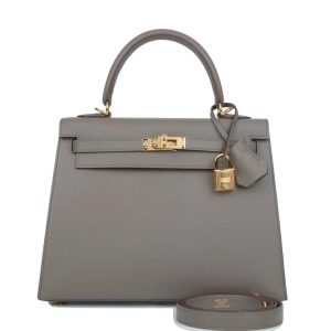 Hermès Kelly Sellier 25 Gris Etain 8F Epsom 2024 Z