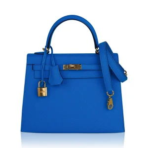 Hermès Kelly Sellier 25 Blue Frida 0F Epsom 2020 Y
