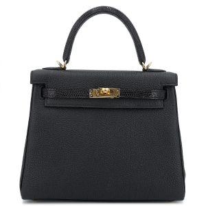 Hermès Kelly Touch 25 Black 89 Lizard, Togo 2021 Z