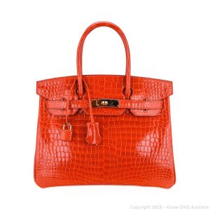 Hermès Birkin  30 Orange Poppy 8V Porosus Crocodile Shiny 2023 X