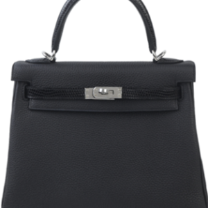 Hermès Kelly Touch 25 Black 89 Togo, Lizard 2023 B