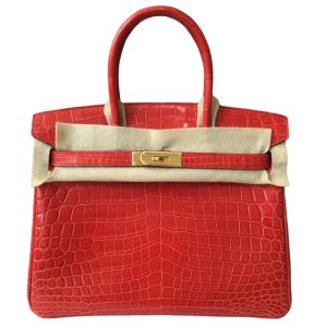Hermès Birkin  30 Geranium D5 Niloticus Crocodile Shiny 2014 R