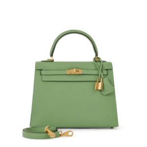Hermès Kelly Sellier 25 Vert Criquet 3I Epsom 2020 Y