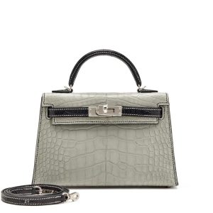 Hermès Kelly  20 Black 89, Gris Pearl 80 Alligator Matt 2022 U