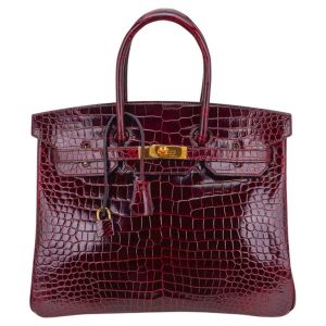 Hermès Birkin  35 Bordeaux  57 Porosus Crocodile Shiny 2016 X