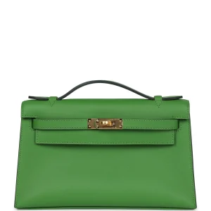 Hermès Kelly Pochette Vert Yucca A8 Swift 2024 W