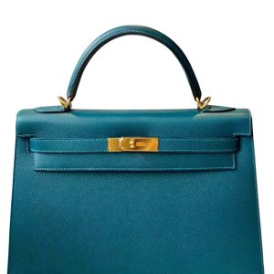 Hermès Kelly Sellier 32 Blue Colvert 1P Epsom 2015 T