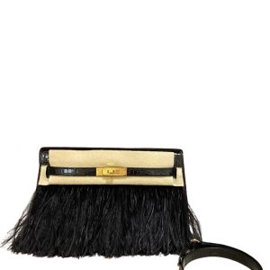 Hermès Kelly Elan Feather Black 89 Porosus Crocodile Shiny 2024 W