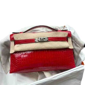 Hermès Kelly Pochette Braise 95 Porosus Crocodile Shiny 2024 W