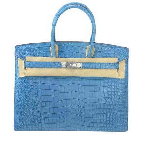 Hermès Birkin  35 Indigo Aizome Porosus Crocodile Matt 2021 Z