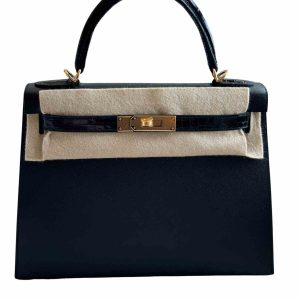 Hermès Kelly Touch 28 Black 89 Madame, Niloticus Crocodile Shiny 2024 W