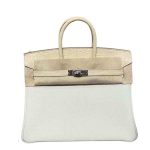 Hermès Birkin Touch 25 Mushroom 0T, Vanille Y1 Alligator Matt, Togo 2023 B