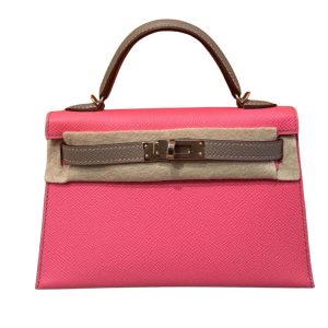 Hermès Kelly Sellier 20 Gris Asphalt M8, Rose Azalee 8W Epsom 2023 B