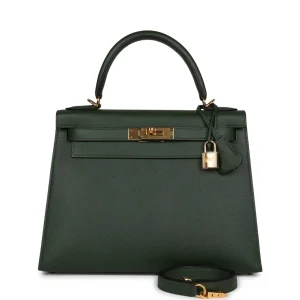 Hermès Kelly Sellier 28 Vert Anglais 2Q Epsom 2024 W