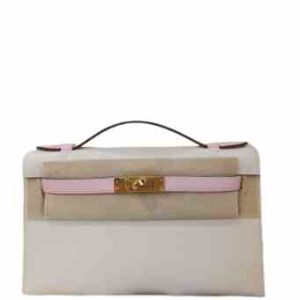 Hermès Kelly Pochette & Sellier Craie  10, Rose Sakura 3Q Swift 2024 B