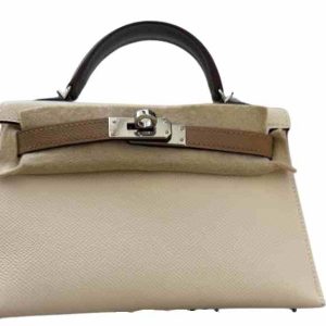 Hermès Kelly Sellier & Tricolor 20 Chai 0M, Gris Meyer 0L, Nata I2 Epsom 2022 U
