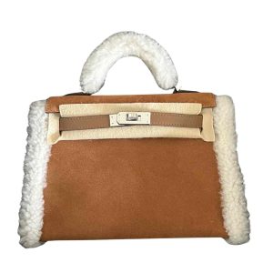 Hermès Kelly Teddy 20 Alezan 3G Grizzly, Shearling, Swift 2024 W